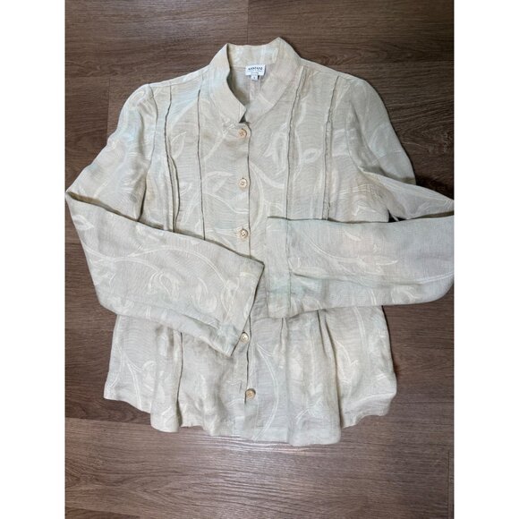 Armani Collezioni Tops - VTG Armani Collezioni Womens Floral Textured Long Sleeve Button-Up Blouse Size 6